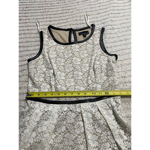 Cynthia Rowley Sleeveless Sheath Dress Lace Lined Cocktail Sz 6 White Tan Black - Picture 4 of 8